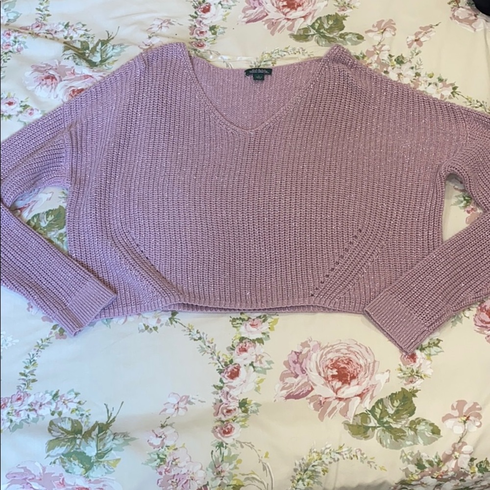 a cute knit Liliac purple crop top